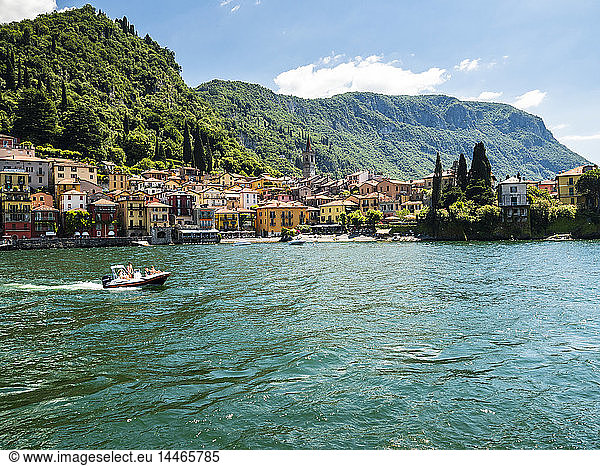 Italy  Lombardy  Varenna  Lake Como  motorboat