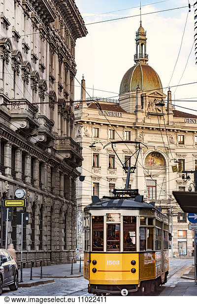 Italy  Milan  historical tramway on street