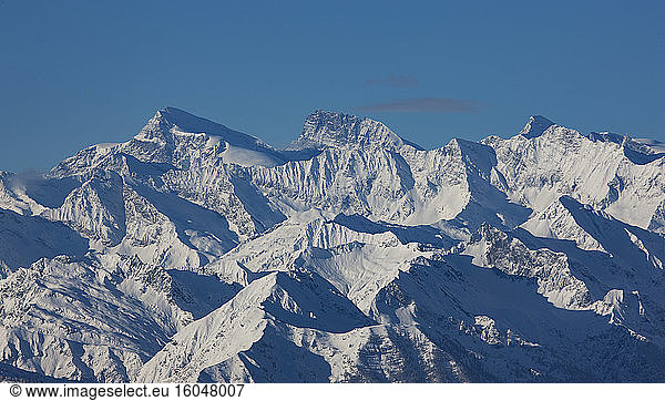 Italy  Piedmont  Monte Rosa  Snowy mountain landscape