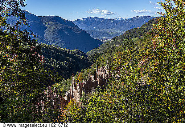 Italy  Ritten  Hoodoos in mountain landscape