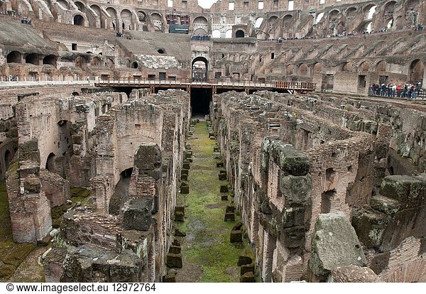 Italy Rome. Colosseum Amphitheater arena step