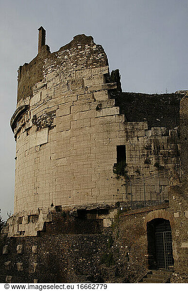 Italy. Rome. Tomb of Caecilia Metella  Via Appia. 1st century BC. Daughter of Quintus Caecilius Metellus Creticus  Consul in 69 BC. Cylindrical mausoleum. Exterior.