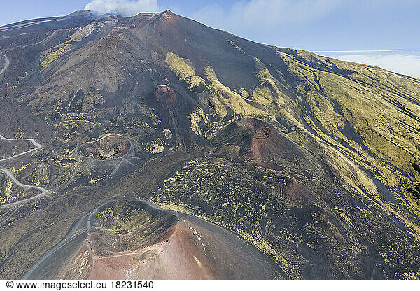 Italy  Sicily  Aerial view of Mount Etna