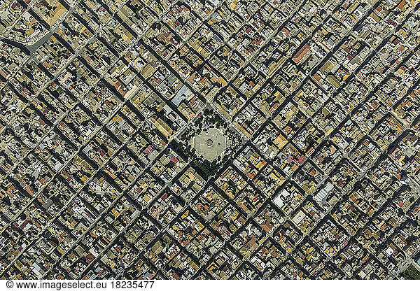 Italy  Sicily  Pachino  Aerial townscape with town square in center