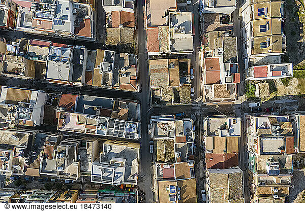 Italy  Sicily  Pachino  Aerial view of residential rooftops