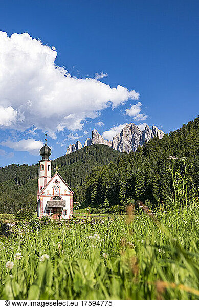 Italy  South Tyrol  Church of Saint John in Villnosstal during summer