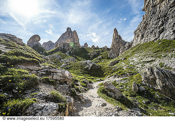 Italy  South Tyrol  Puez Group in Puez-Geisler Nature Park during summer