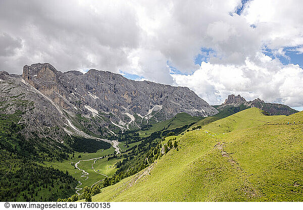 Italy  South Tyrol  Summer clouds over Seiser Alm plateau
