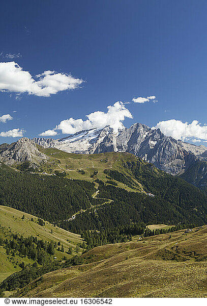 Italy  South Tyrol  View from Sella Pass to Marmolada