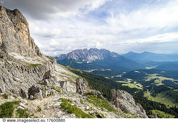 Italy  South Tyrol  View of Rosengarten group massif in summer