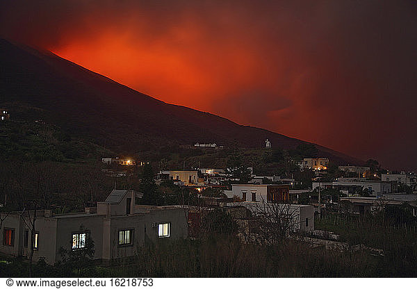 Italy  Stromboli at night