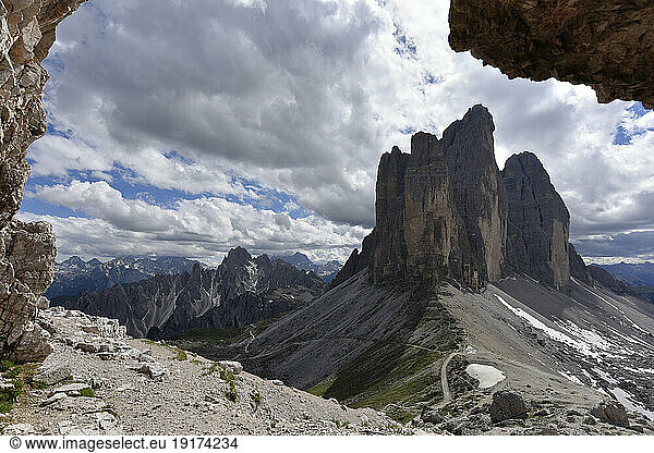 Italy  Thick clouds over Three Peaks of Lavaredo
