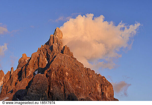 Italy  Trentino-Alto Adige  Clouds over Cimon della Pala peak at dusk