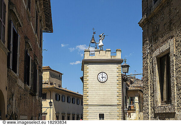 Italy  Tuscany  Montepulciano  Historic Torre di Pulcinella clock tower
