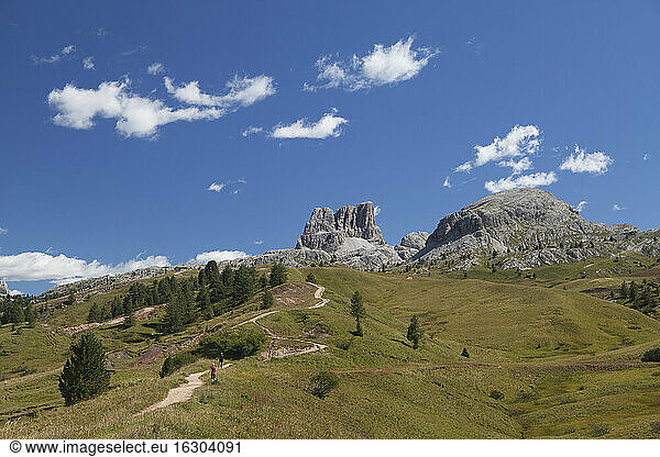 Italy  Veneto  Hiking trail at Falzarego Pass and Monte Averau
