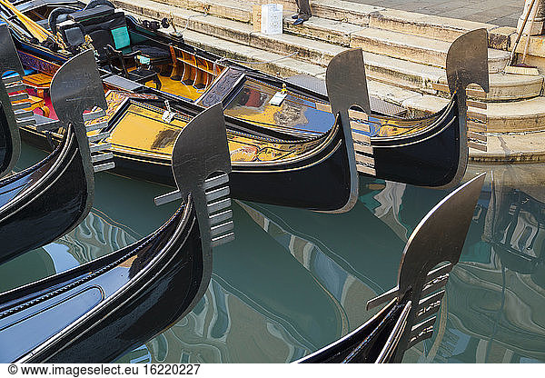 Italy  Venice  Gondolas in canal near St Mark's Square