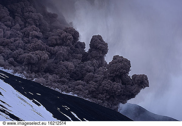 Italy  View of eruption at Mount Etna