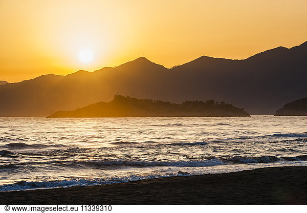 Iztuzu Beach at sunset Dalyan Mugla Province Anatolia Turkey Asia Minor Eurasia