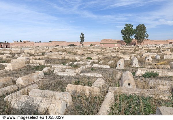 Jüdischer Friedhof im jüdischen Viertel Mellah  Marrakesch  Marokko  Afrika