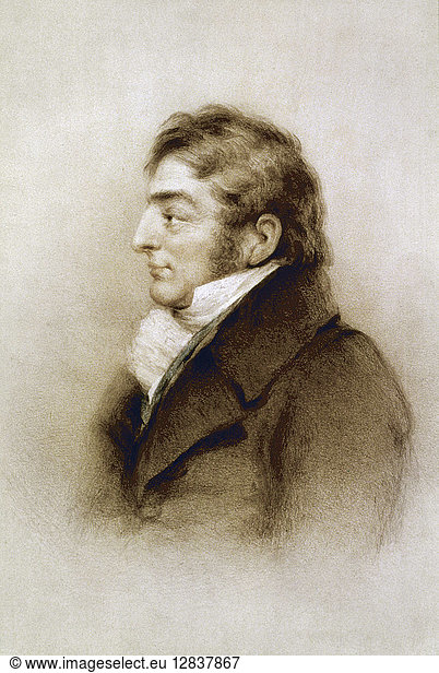 J.M.W. TURNER (1775-1851). Joseph Mallord William Turner. English painter. Chalk drawing  1842  by Charles Turner.