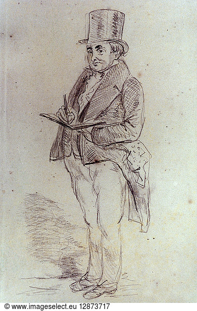 J.M.W. TURNER (1775-1851). Joseph Mallord William Turner. English painter. Pencil drawing  1844  by Charles Martin.