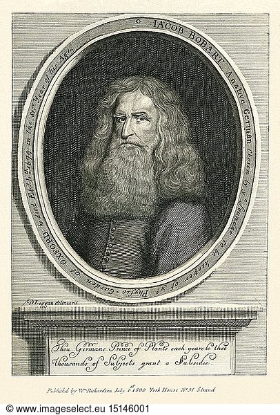 Jacob Bobart (der Ã„ltere)  deutscher Botaniker (1599-1680)  Kupferstich von D. Loggan  herausgegeben von Richardson  London  1800.