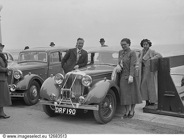 Jaguar SS von RE Sandland bei der Blackpool Rallye  1936. Künstler: Bill Brunell.