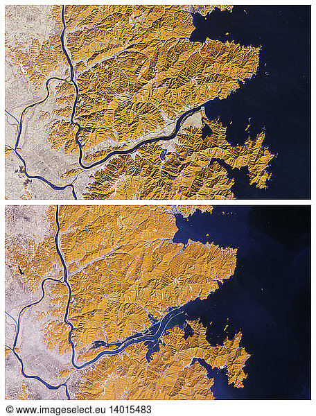 Japan's Kitakami River Before and After 2011 Tsunami