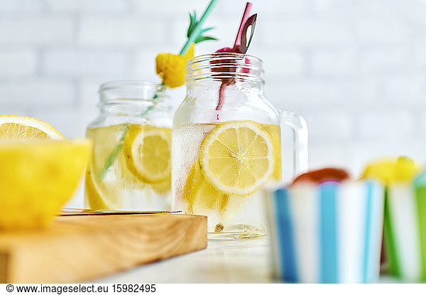 Jars of homemade lemonade