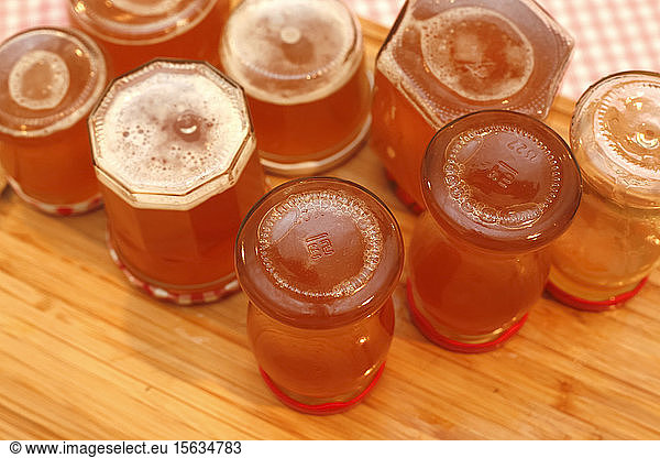 Jars with quince jelly