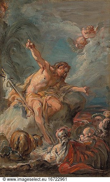 Jean Baptiste Henri Deshays  1729–1765. Saint John the Baptist Preaching in the Desert   1758–1764. Oil on canvas  42.2 × 26.5 cm.
Inv. No. 1979.540 
Chicago  Art Institute.