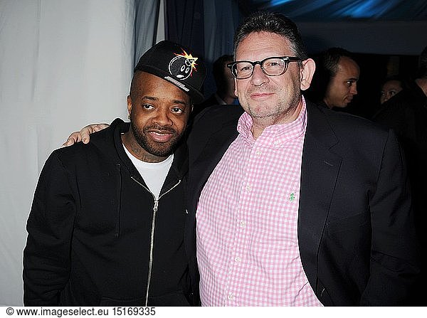 Jermaine Dupri and Lucian Grainge  Chairman & CEO of Universal Music Group attend the Universal Music Group Chairman & CEO Lucian Grainge's annual Grammy Awards viewing party on February 10  2013 in Brentwood  California.