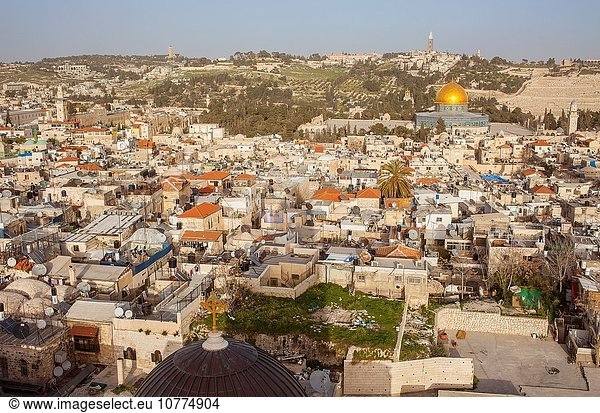 Jerusalem Hauptstadt Großstadt Ansicht Luftbild Fernsehantenne Israel alt