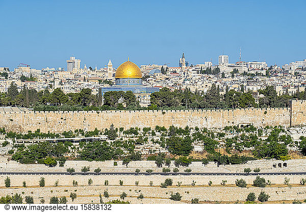 Jerusalem skyline  Dome of the Rock and buildings in the Old City.