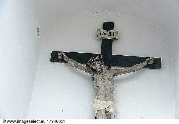 Jesus am Kreuz  Partschins  Südtirol  Italien  Europa