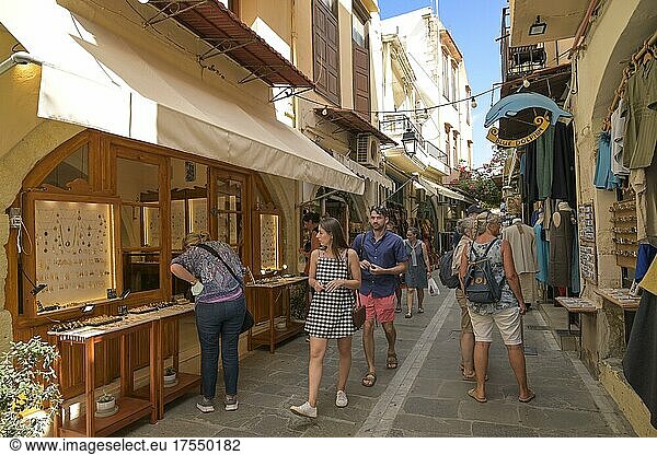 Jewellery shop  Alley  Old Town  Rethymno  Crete  Greece  Europe