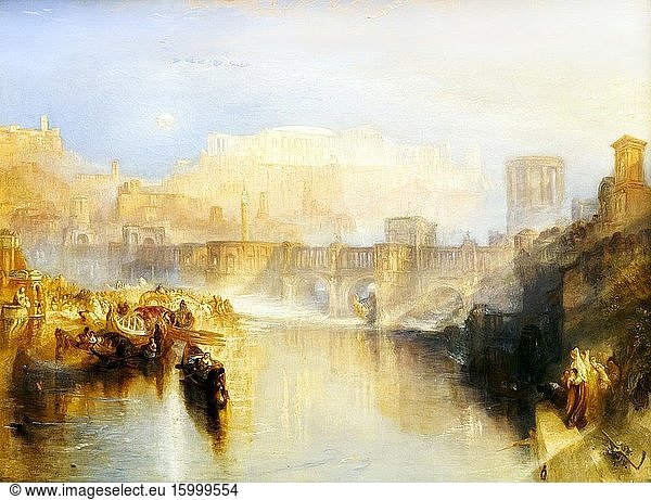 JMW Turner 1775- 1851. Ancient Rome  Agrippina landing with the ashes of Germanicus exhibited 1839. Oil on canvas.