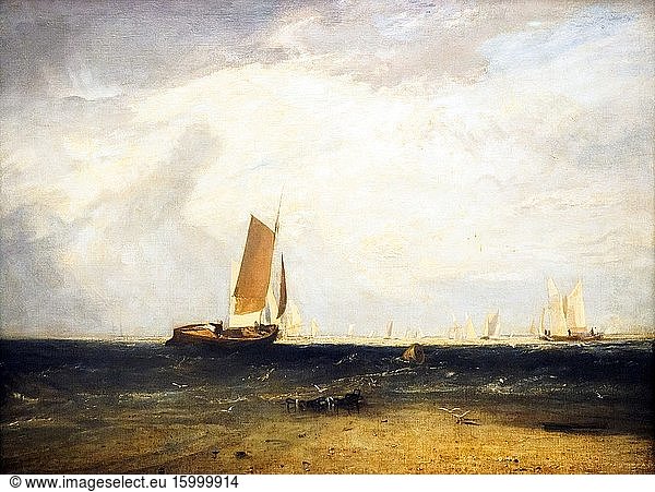 JMW Turner 1775-1851. Fishing upon the Blythe-Sand  Tyde Setting In. Exhibited 1809. Oil on canvas.