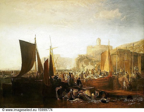 JMW Turner 1775- 1851. St Mawes at the Pilchard Season exhibited 1812. Oil on canvas.