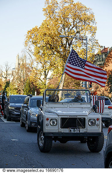 Joe Biden supporters celebrate near the White House on Nov. 7.