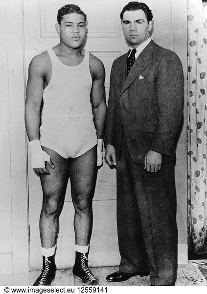 Joe Louis (1914-1981) und Max Schmeling (1905-2005)  Schwergewichtsboxer  1930er Jahre. Künstler: Unbekannt