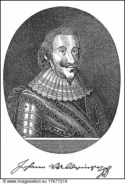 Johann Graf von Aldringen  General Altringer  10. Dezember 1588  22. Juli 1634 war während des Dreißigjährigen Krieges ein kaiserlicher Feldmarschall in Diensten der Katholischen Liga  Historisch  digital restaurierte Reproduktion einer Vorlage aus dem 19. Jahrhundert  genaues Datum unbekannt