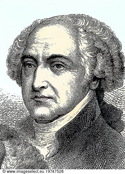 John Adams  1735  1826  der zweite Präsident der Vereinigten Staaten  Historisch  digital restaurierte Reproduktion von einer Vorlage aus dem 19. Jahrhundert  koloriert  the second President of the United States  Historical  digitally restored reproduction from a 19th century original  coloured
