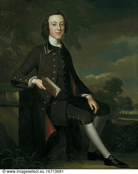 John Wollaston  ca 1710–ca 1775. Portrait of a Young Man   1749–1752. Oil on canvas  133.4 × 107.6 cm.
Inv. No. 1953.463 
Chicago  Art Institute.