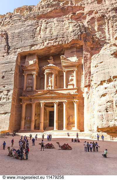 Jordan  Petra  tourists in front of Al Khazneh