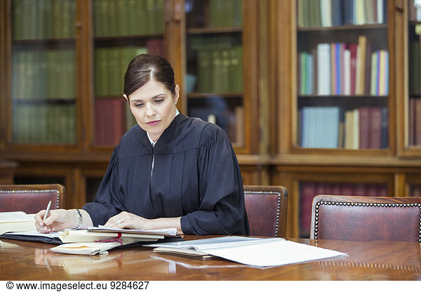 Judge doing research in chambers