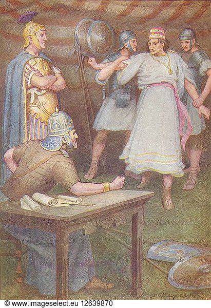 Jugurtha kam unbewaffnet zum Zelt seines Schwiegervaters  um 1912 (1912). Künstler: Ernest Dudley Heath.