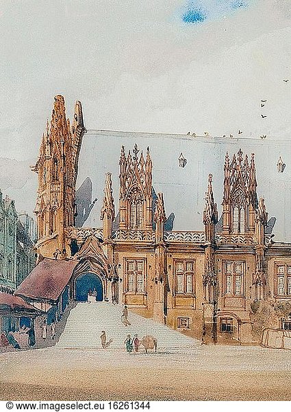 Jungen Thomas Shotter - der Palais De Justice Rouen Frankreich - Britische Schule - 19. Jahrhundert.