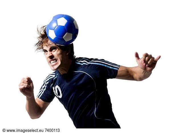 Junger Mann Überschrift Soccer ball