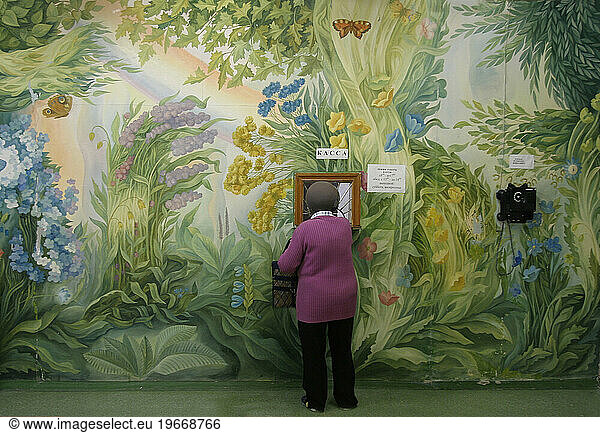 Jungle mural in old Soviet Sanitorium